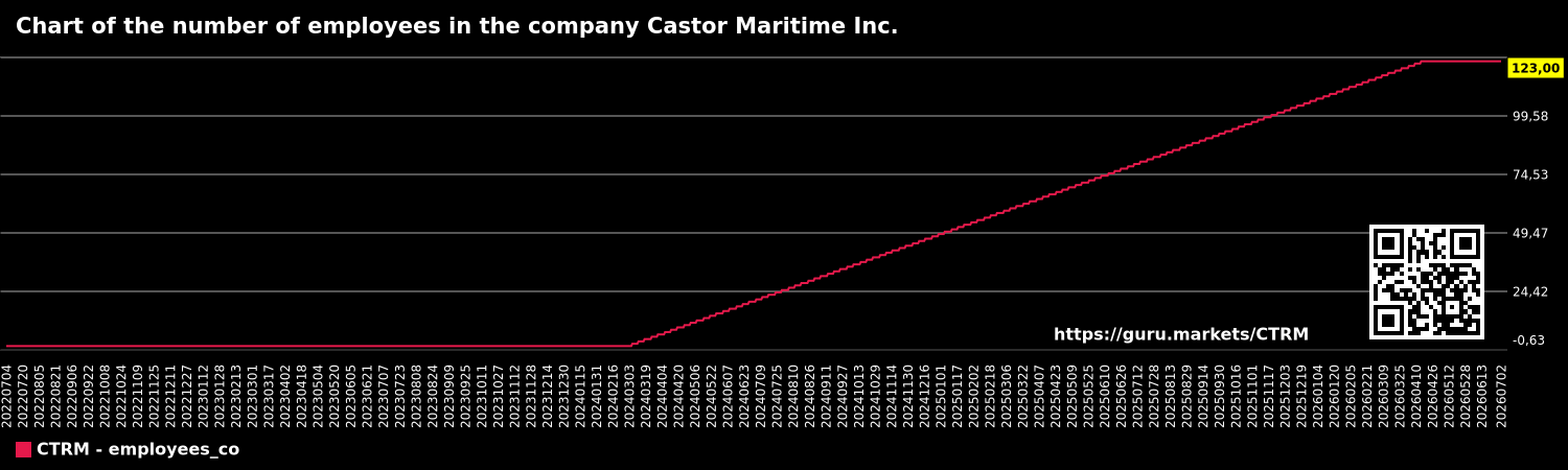 Chart of the number of employees in the company Castor Maritime Inc.